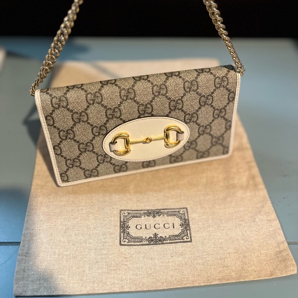 Gucci horse-bit leather wallet. With chain strap. - Picture 14 of 16